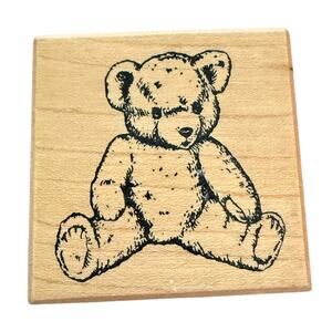 PSX Vintage 1998 Teddy Bear Sitting E-295 Rubber Stamp